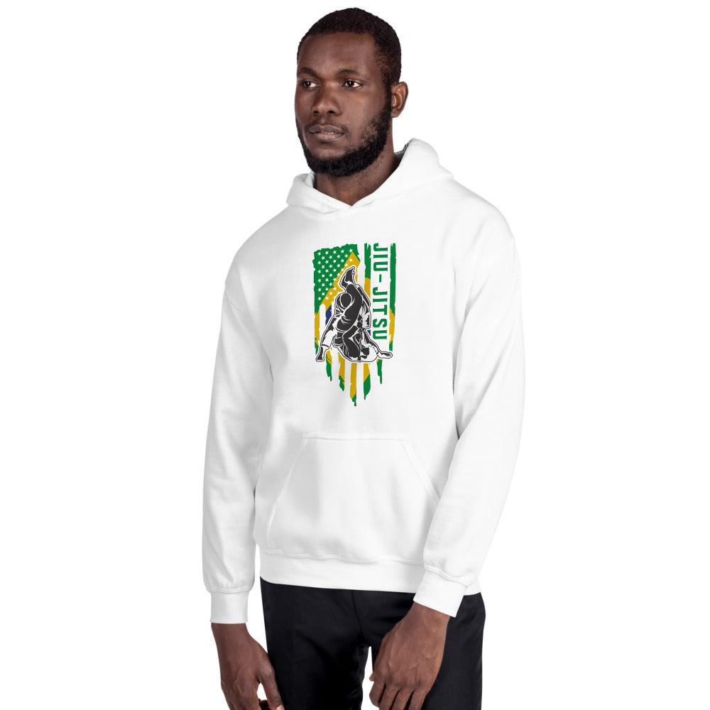 Brazilian Jiu Jitsu Brazil Flag White Shirt | BJJ Shirt | Brazilian Jiu-Jitsu Unisex Hoodie