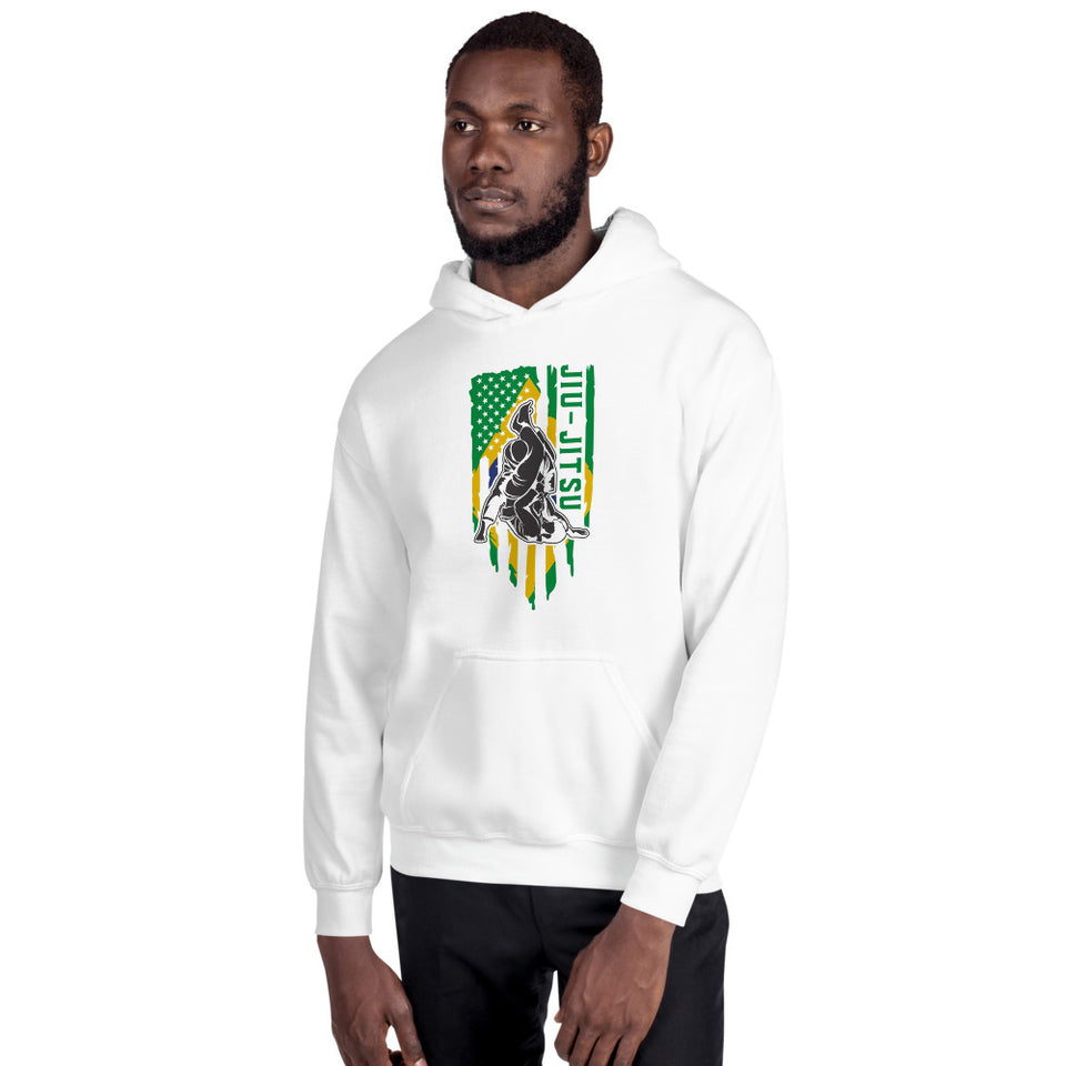 Brazilian Jiu Jitsu Brazil Flag White Shirt | BJJ Shirt | Brazilian Jiu-Jitsu Unisex Hoodie