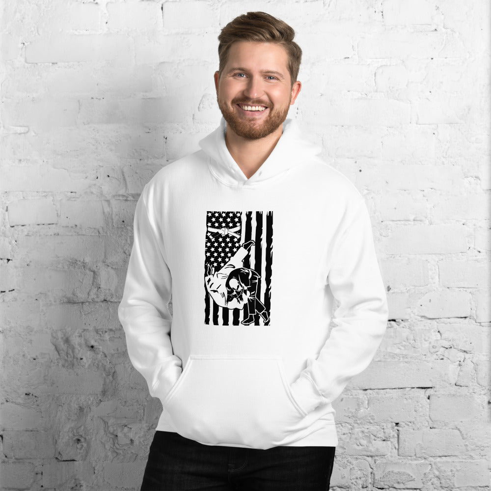 Brazilian Jiu Jitsu Flag Throw White Hoodie | BJJ Hoodie | Brazilian Jiu-Jitsu Unisex Pullover Hoodie Main image