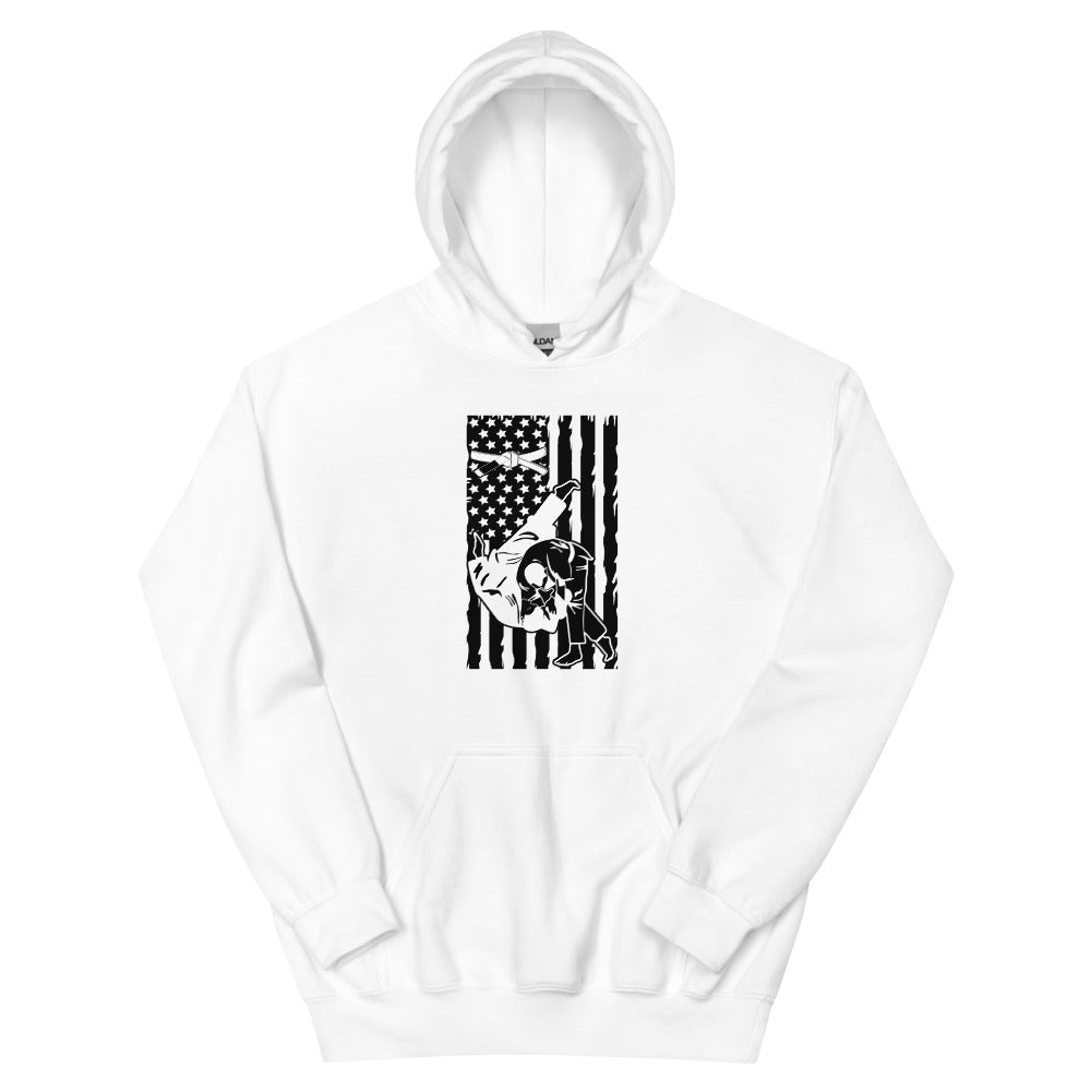 Brazilian Jiu Jitsu Flag Throw White Hoodie | BJJ Hoodie | Brazilian Jiu-Jitsu Unisex Pullover Hoodie