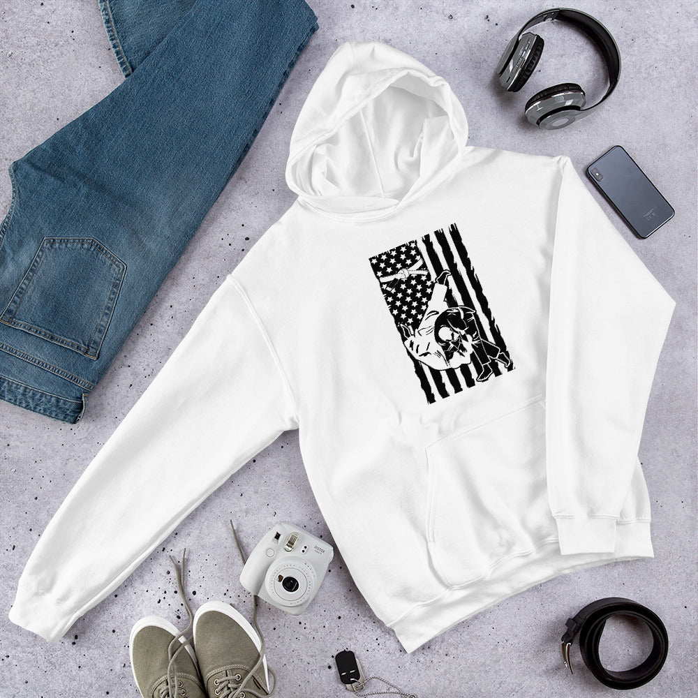 Brazilian Jiu Jitsu Flag Throw White Hoodie | BJJ Hoodie | Brazilian Jiu-Jitsu Unisex Pullover Hoodie