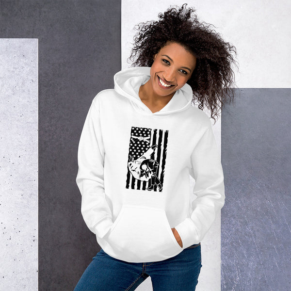 Brazilian Jiu Jitsu Flag Throw White Hoodie | BJJ Hoodie | Brazilian Jiu-Jitsu Unisex Pullover Hoodie