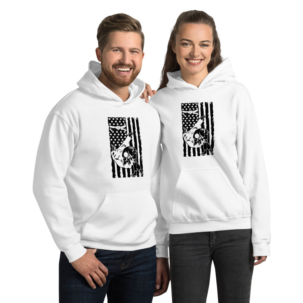 Brazilian Jiu Jitsu Flag Throw White Hoodie | BJJ Hoodie | Brazilian Jiu-Jitsu Unisex Pullover Hoodie