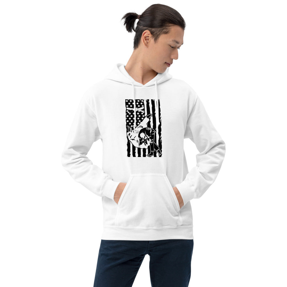 Brazilian Jiu Jitsu Flag Throw White Hoodie | BJJ Hoodie | Brazilian Jiu-Jitsu Unisex Pullover Hoodie