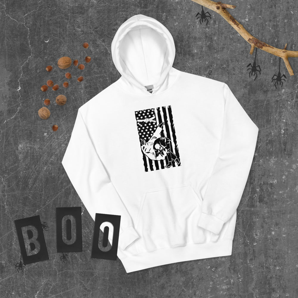 Brazilian Jiu Jitsu Flag Throw White Hoodie | BJJ Hoodie | Brazilian Jiu-Jitsu Unisex Pullover Hoodie