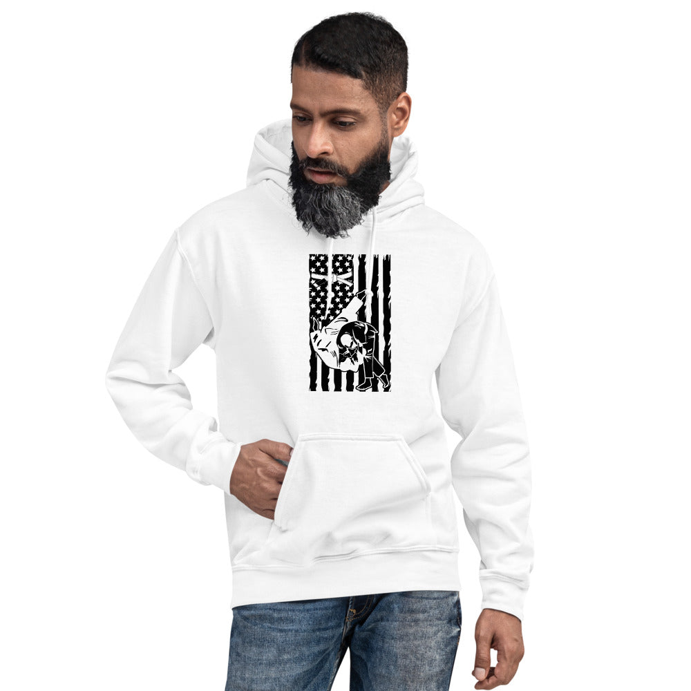 Brazilian Jiu Jitsu Flag Throw White Hoodie | BJJ Hoodie | Brazilian Jiu-Jitsu Unisex Pullover Hoodie