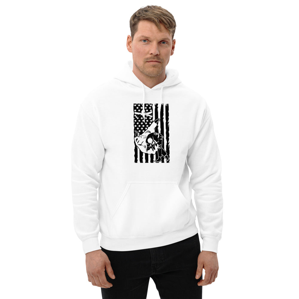Brazilian Jiu Jitsu Flag Throw White Hoodie | BJJ Hoodie | Brazilian Jiu-Jitsu Unisex Pullover Hoodie