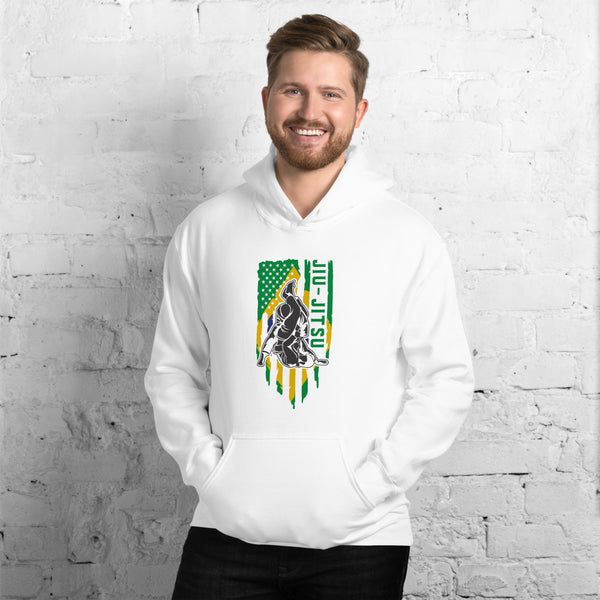 Brazilian Jiu Jitsu Brazil Flag White Shirt | BJJ Shirt | Brazilian Jiu-Jitsu Unisex Hoodie