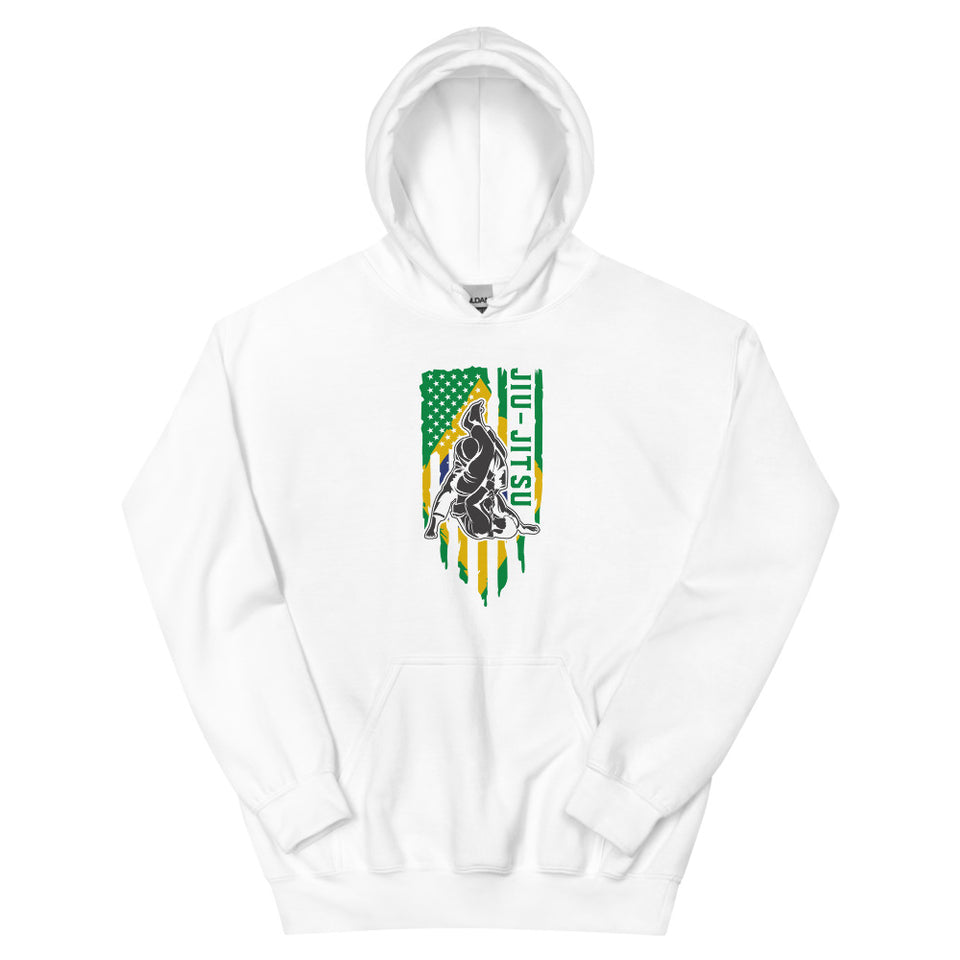 Brazilian Jiu Jitsu Brazil Flag White Shirt | BJJ Shirt | Brazilian Jiu-Jitsu Unisex Hoodie