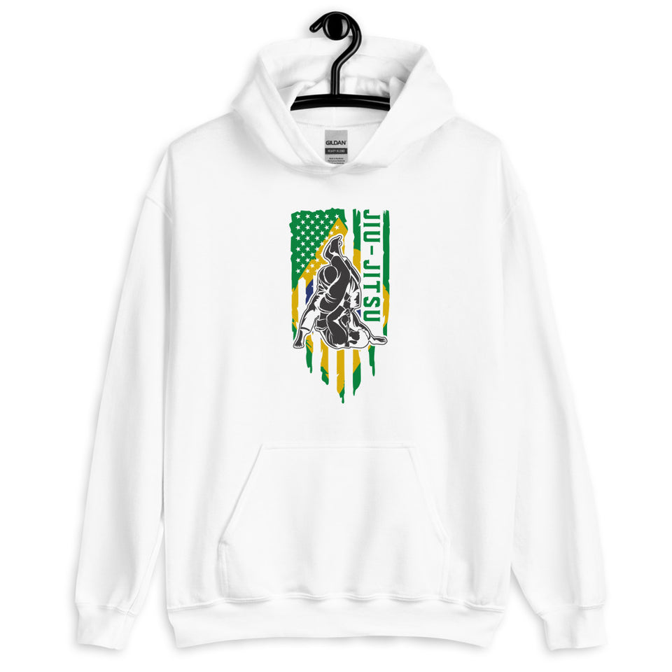 Brazilian Jiu Jitsu Brazil Flag White Shirt | BJJ Shirt | Brazilian Jiu-Jitsu Unisex Hoodie