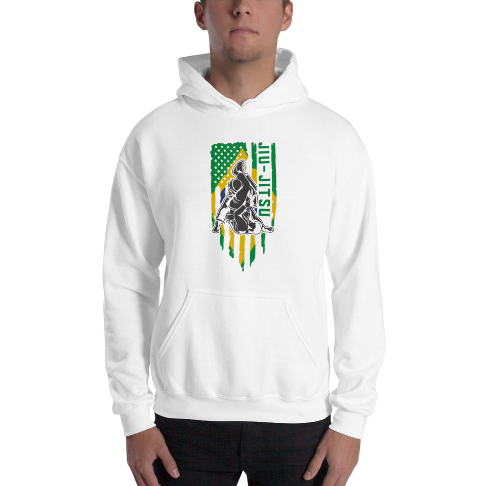 Brazilian Jiu Jitsu Brazil Flag White Shirt | BJJ Shirt | Brazilian Jiu-Jitsu Unisex Hoodie