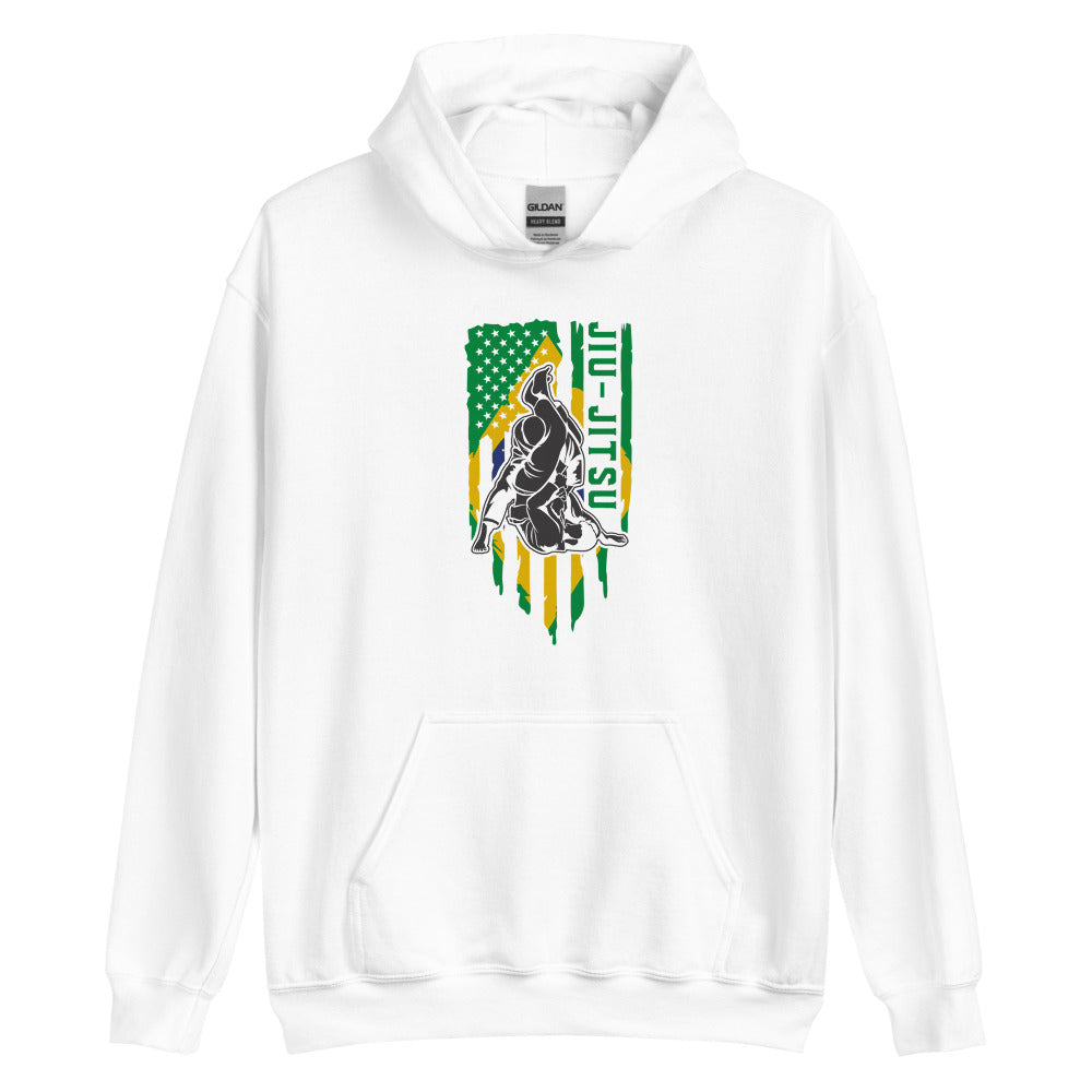 Brazilian Jiu Jitsu Brazil Flag White Shirt | BJJ Shirt | Brazilian Jiu-Jitsu Unisex Hoodie