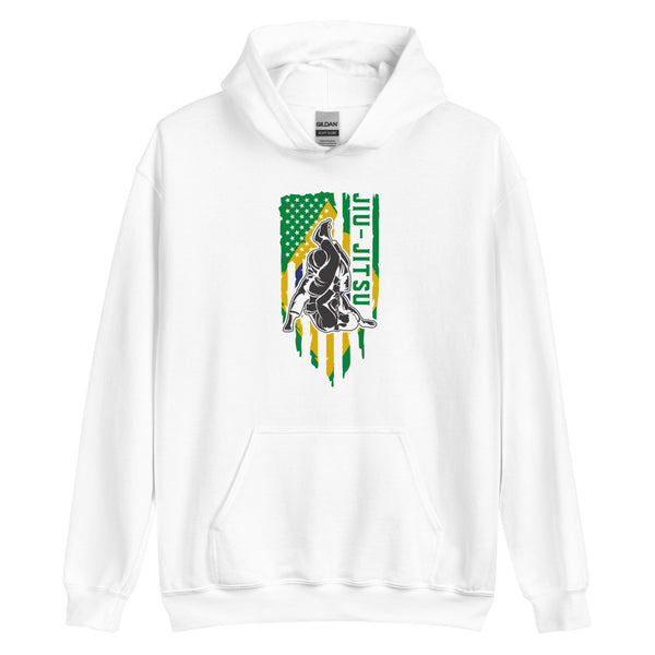 Brazilian Jiu Jitsu Brazil Flag White Shirt | BJJ Shirt | Brazilian Jiu-Jitsu Unisex Hoodie