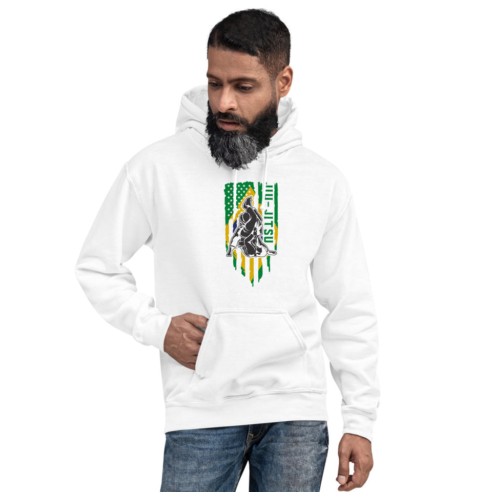 Brazilian Jiu Jitsu Brazil Flag White Shirt | BJJ Shirt | Brazilian Jiu-Jitsu Unisex Hoodie