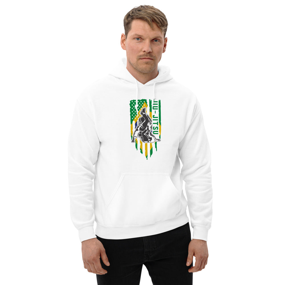 Brazilian Jiu Jitsu Brazil Flag White Shirt | BJJ Shirt | Brazilian Jiu-Jitsu Unisex Hoodie