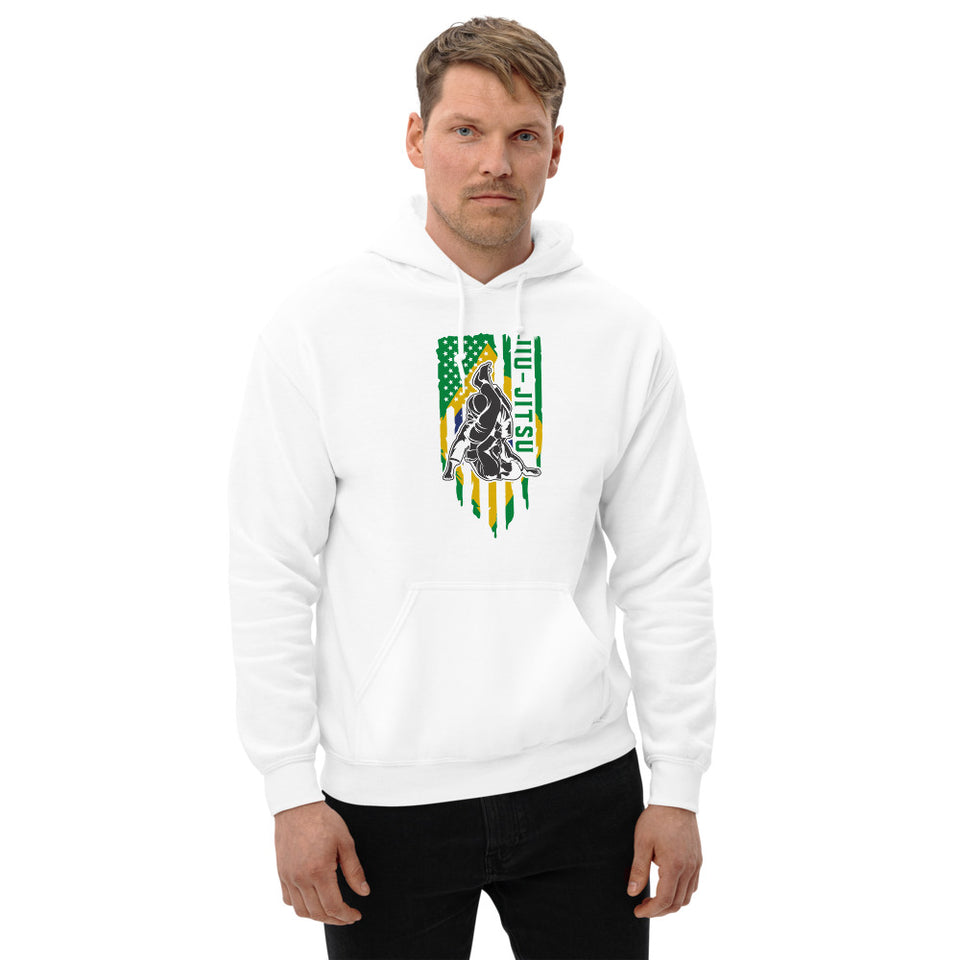 Brazilian Jiu Jitsu Brazil Flag White Shirt | BJJ Shirt | Brazilian Jiu-Jitsu Unisex Hoodie